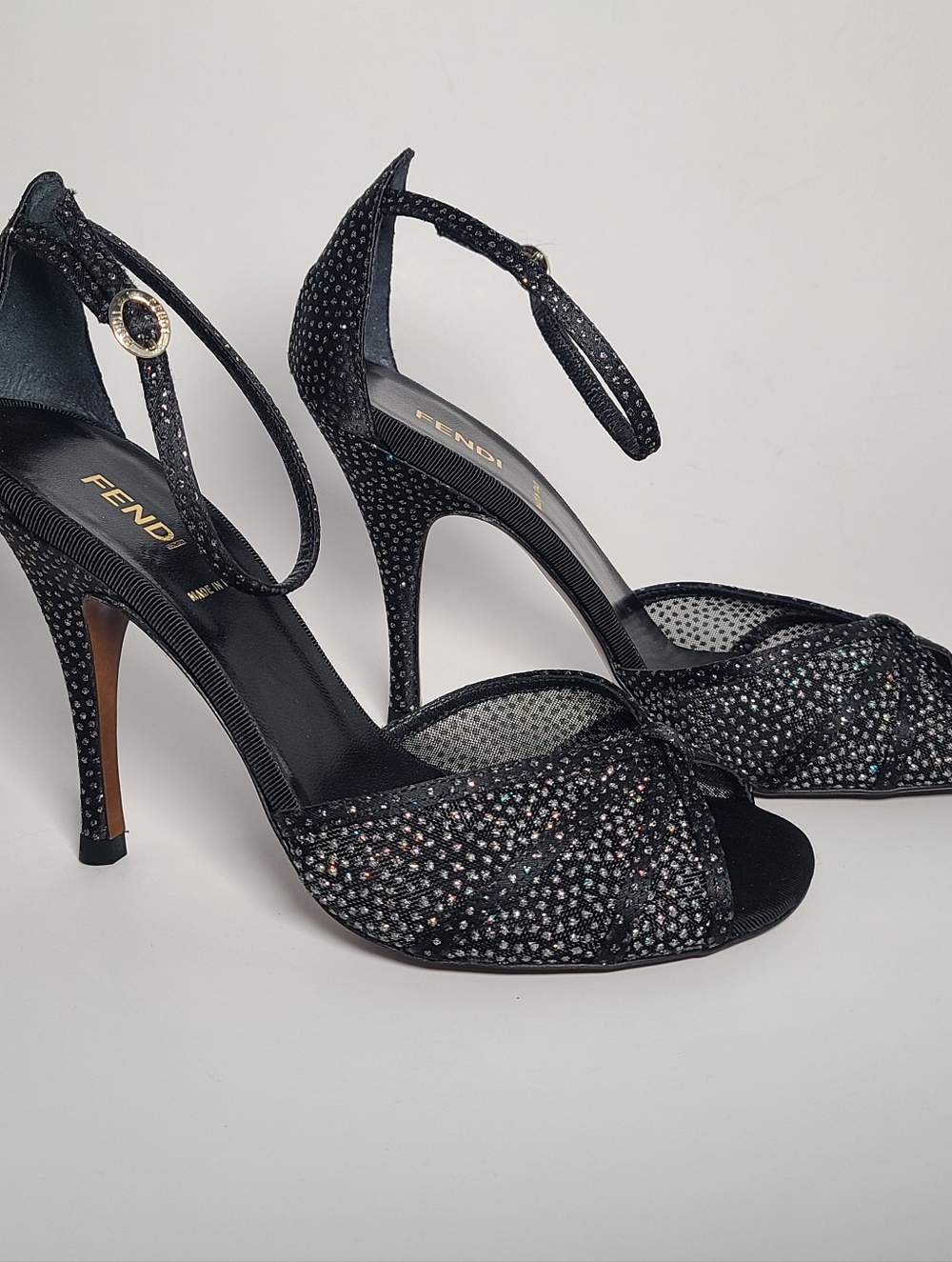 Fendi Black and Silver Women's Heels Authentic NWT Size 36